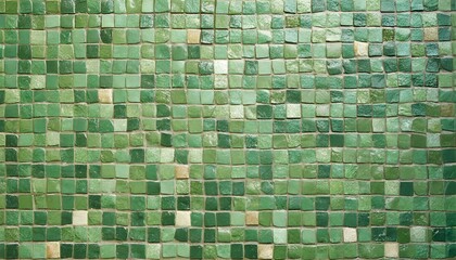 green mosaic wall background texture