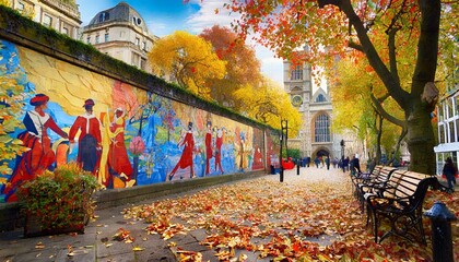 mural london autumn london - obrazy, fototapety, plakaty