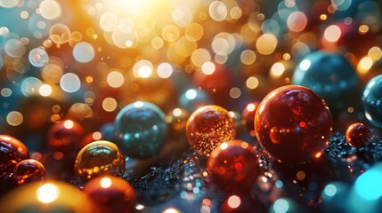 Colorful glossy balls with reflections. - obrazy, fototapety, plakaty