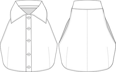 sleeveless cropped crop blouse shirt template technical drawing flat sketch cad mockup fashion woman design model style
