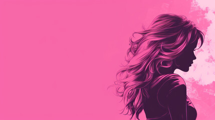 silhouette of a girl on a pink background