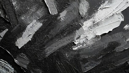 closeup of abstract rough black gray dark colored art painting texture with oil brushstroke pallet knife paint on canvas