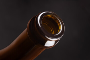 empty wine bottle neck on the dark background