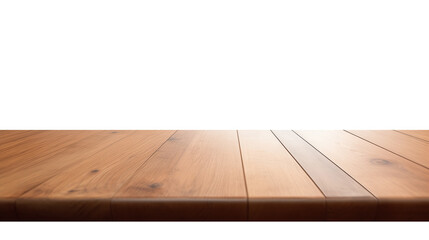 Empty blank wooden table isolated on transparent background, for product promotion placement, marketing display product, png