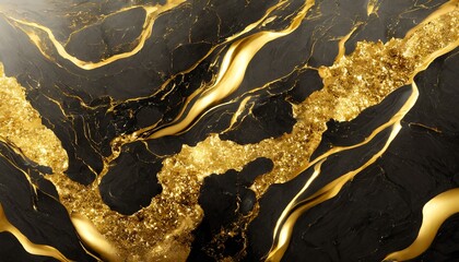 liquid black marble with gold textures luxury pattern golden fluid illustration abstract melted...