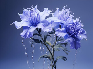 Blue fountain bush flower in studio background, single blue fountain bush flower, Beautiful flower, ai generated image