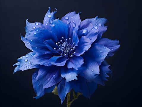 Blue fountain bush flower in studio background, single blue fountain bush flower, Beautiful flower, ai generated image