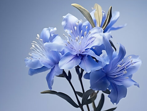 Blue fountain bush flower in studio background, single blue fountain bush flower, Beautiful flower, ai generated image