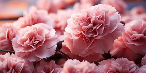 Picture an aesthetic spring wallpaper featuring delicate pink carnations. The soft petals of the carnations 