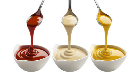 Assortment of delicious sauces, cut out