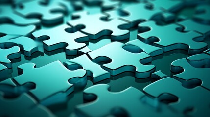 Mint colored interconnected puzzle pieces