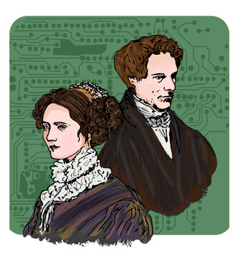 Interpretation of 19th century computer programers Ada Lovelace (1815-1852) and Charles Babbage (1791-1871)