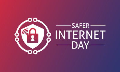 Safer Internet Day. Safe internet February .Banner, poster, card, background design. Cyber security concept vector design template .