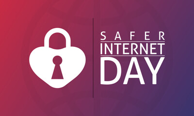 Naklejka premium Safer Internet Day. Safe internet February .Banner, poster, card, background design. Cyber security concept vector design template .