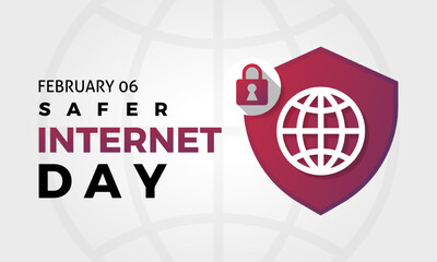 Safer Internet Day. Safe internet February .Banner, poster, card, background design. Cyber security concept vector design template .