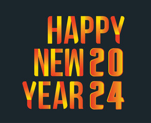 Happy New Year 2024 Abstract Orange Graphic Design Vector Logo Symbol Illustration With Gray Background
