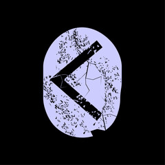 T-shirt design of the runic letter called Kenaz carved in stone. Ancient alphabet to tell the future.