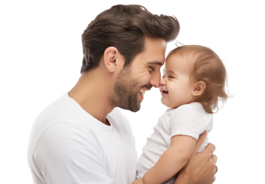 Loving father with a baby in his arms, cut out