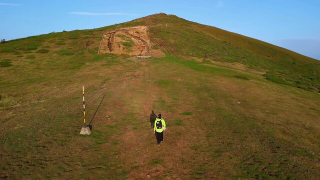 Drone view from the path from Beklemeto to Kozya Stena, Troyan Balkan, Bulgaria