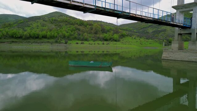 Aerial view at Bridge to Lisitsite village, Studen kladenets dam, Bulgaria