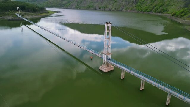 Aerial view at Bridge to Lisitsite village, Studen kladenets dam, Bulgaria