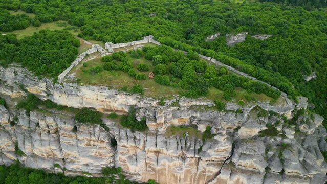 Madara fortress next to the famous Madara horseman in Bulgaria.