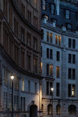 Symmetrical close up shot of one of the old buildings found in central London