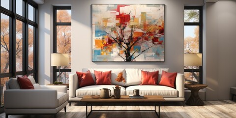 This trendy and contemporary art piece seamlessly blends nostalgia with modern design elements, 