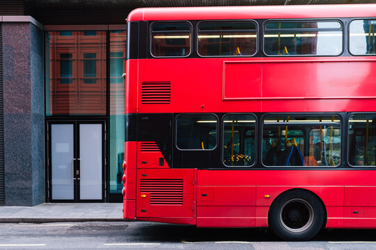 Red bus on the streets in London