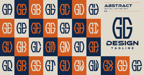 Set of simple abstract curve shape letter G GG logo design - obrazy, fototapety, plakaty