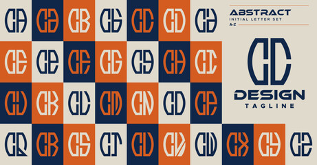 Set of simple abstract curve shape letter C CC logo design - obrazy, fototapety, plakaty