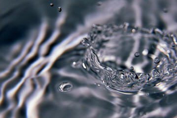 032.One or more drops of water splashing into waves and undefined shapes. Wallpaper