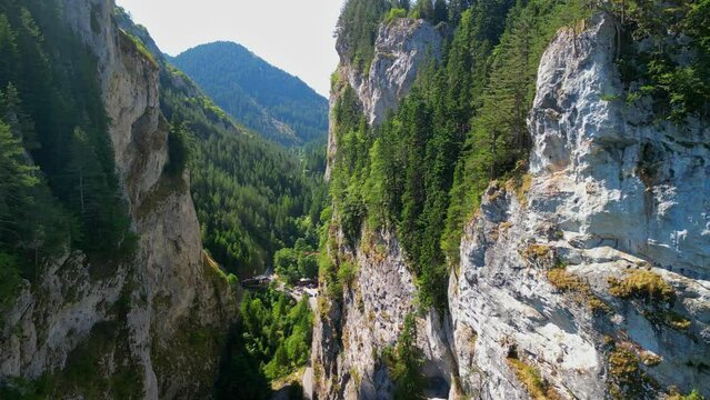 Aerial view of Trigrad Gorge at Rhodope Mountains, Smolyan Region, Bulgaria
