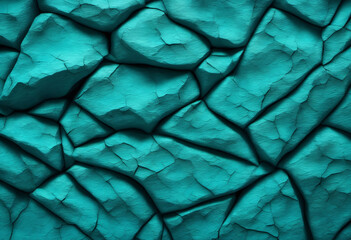 Vibrant Teal Stone Surface - Textured and Cracked Rocky Background, Ideal for Creative Designs
