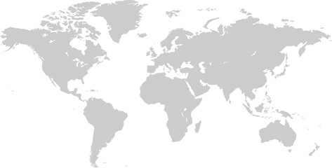 Gray World Map Vector. Detailed illustration of world map. - obrazy, fototapety, plakaty