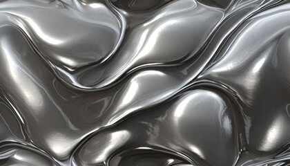 abstract 3d background with flowing liquid metal texture seamless silver texture generative ai