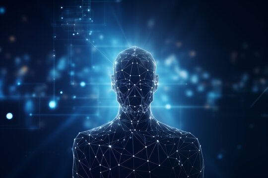 binary code abstract background with human body blockchain style