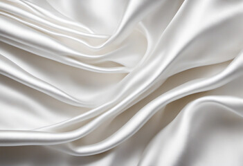Fototapeta premium Elegant White Satin Fabric Background with Soft Wavy Folds