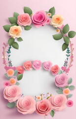 Fototapeta na wymiar pink roses frame with copyspace