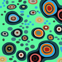 Colorful geometric seamless pattern of circles and rings