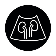 Ultrasound kidneys black line illustration