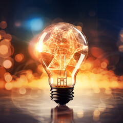 Polygon style light bulb with the blockchain technology style 
