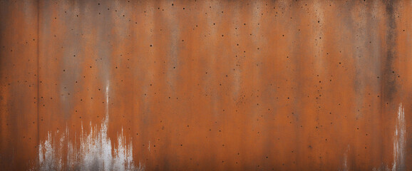 Antique Metal Texture. Aged Rusty Metal Surface. Weathered Background for Design. Wide Web Banner. Panoramic View.