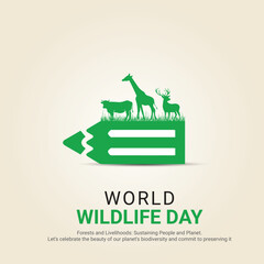World Wildlife Day, banner vector illustration, vector wild animals