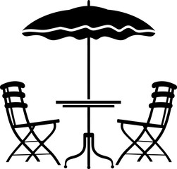 Terrace cafe line vector icon. Camping table and chairs illustration sign. linear style symbol for mobile concept and web design. bistro logo. AI generated illustration.