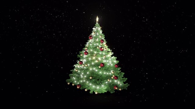 Christmas tree loop with snow background include alpha channel prores
