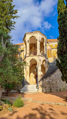 Fototapeta na wymiar Iconic historical residence situated in the town of Moukhtara in the Chouf Mountains of Lebanon