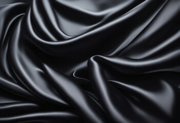 Fototapeta premium Luxurious Black Satin Fabric Background for Elegant Designs