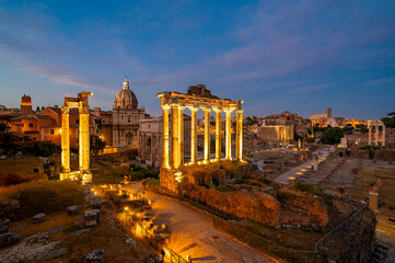 The Roman Forum at Sunset in Rome, Italy