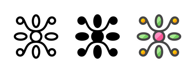Multipurpose ornament icon in outline, glyph, filled outline style